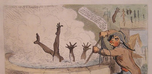 BARBARITIES IN THE WEST INDIAS- by James Gillray. Courtesy of National Museums Liverpool