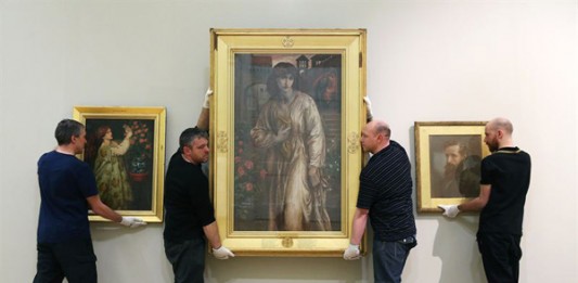 Installation of Pre-Raphaelites Beauty and Rebellion at the Walker Art Gallery. Photo Gareth Jones